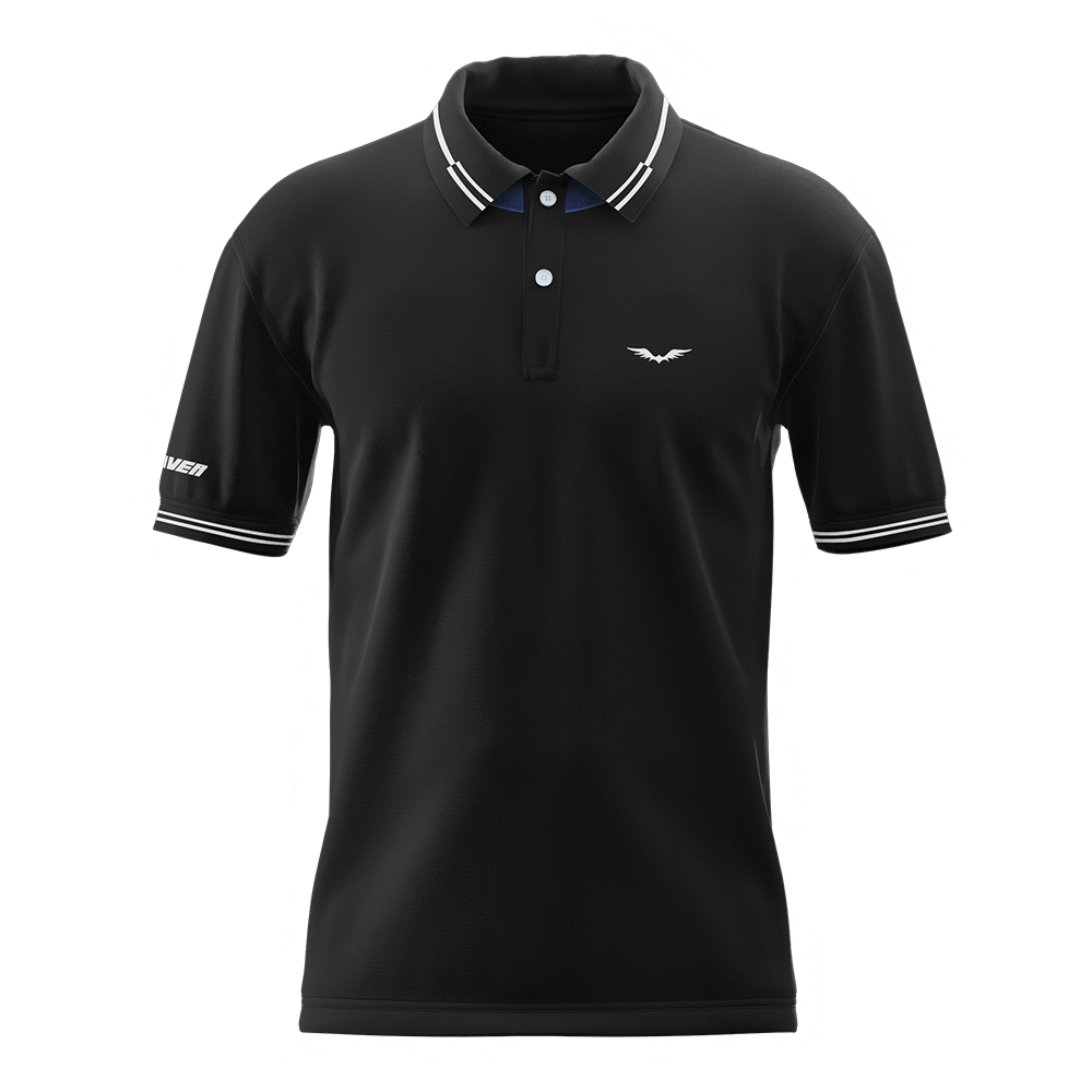 Camiseta Polo Negra - Licra Algodón